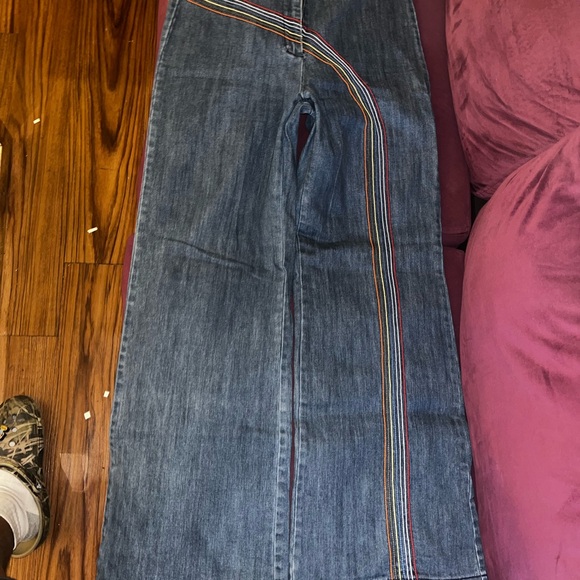 Vintage 90’s Fervour Wide Leg Embroidered Rainbow Jeans - Picture 4 of 4